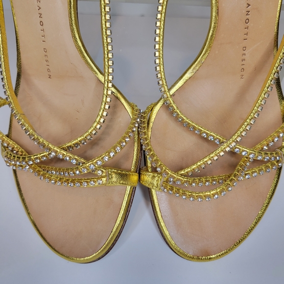 Giuseppe Zanotti Early 2000's Bling Sandals Heels Open Back Vintage Strappy Sz 6 - Picture 7 of 9